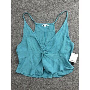 O'Neill Tank Top Womens Large Blue Kietrie Solid Twist Front Crop Cami